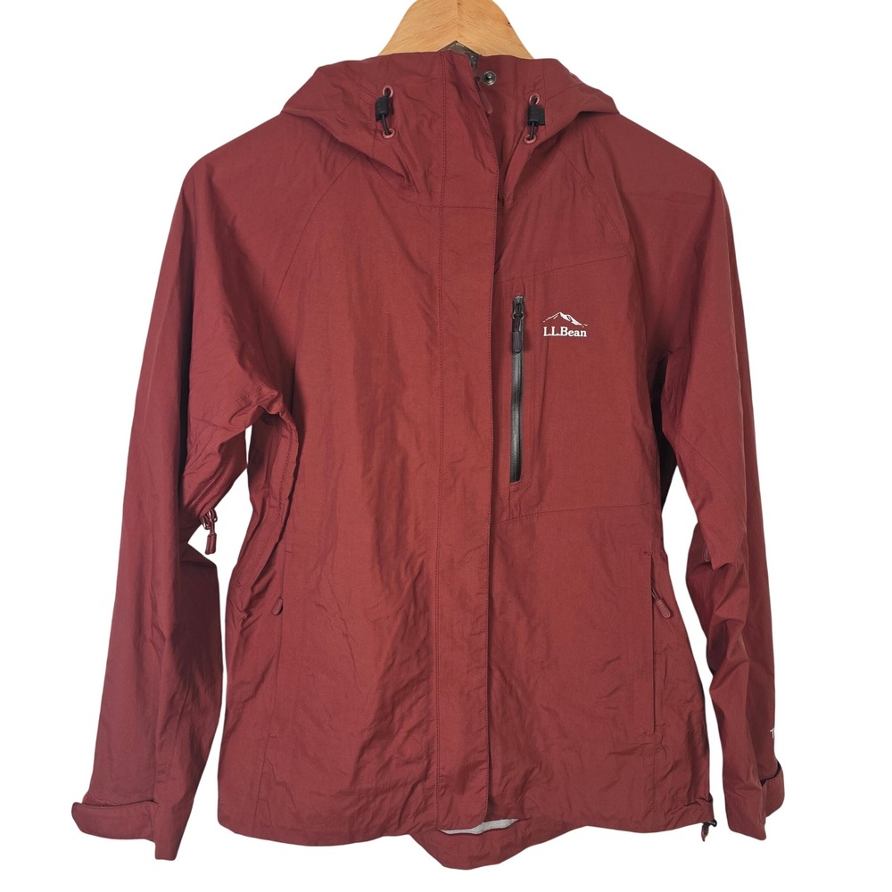 LL Bean‎ TEK O2 Womens XS Petite Rain Jacket Waterproof Hooded Rust Red